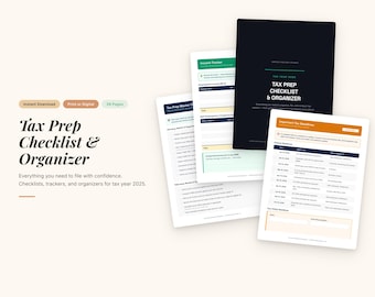 Liste de contrôle pour la préparation des déclarations de revenus et organisateur 2025 | Outil de suivi des documents fiscaux (téléchargement numérique)