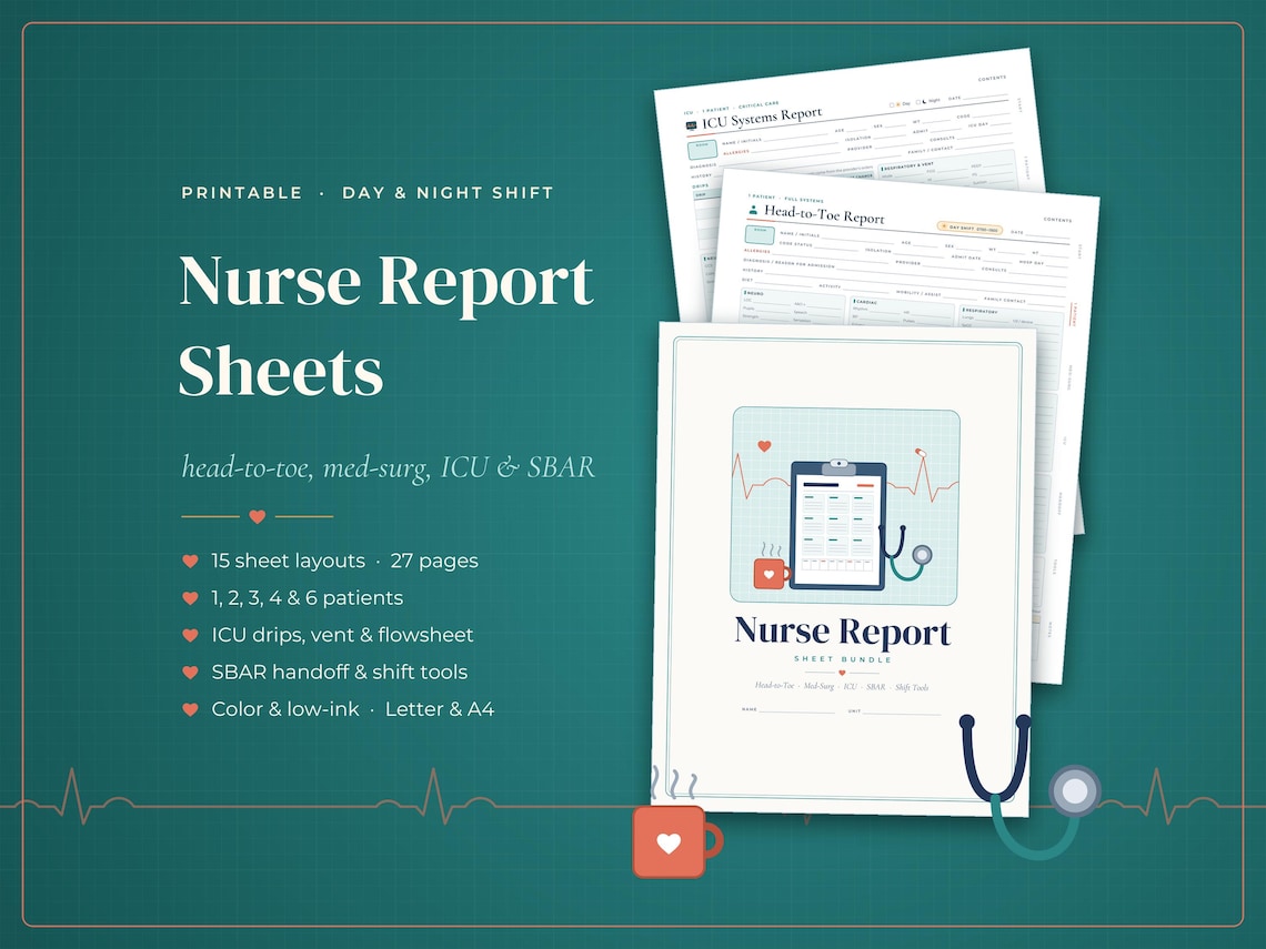Nurse Report Sheet Bundle