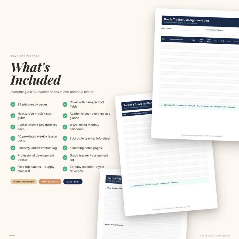 2026-2027 Teacher Lesson Planner | Pre-Dated Academic Year PDF image 2