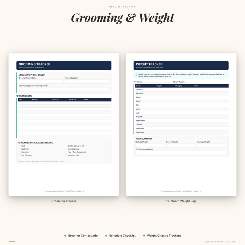 Pet Care Management Binder | Health, Vet, Feeding Schedules (PDF Download) image 6