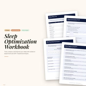Schlaf-Optimierungs-Arbeitsbuch | Tagebuch, Hygiene Checkliste, CBT-I (Digitaler Download)