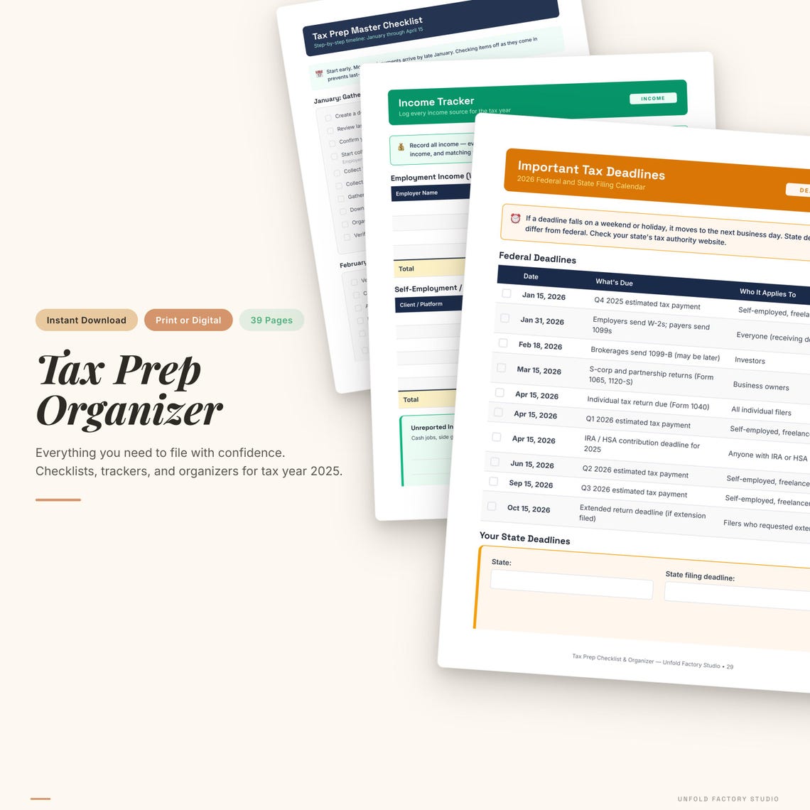 Tax Prep Checklist & Organizer