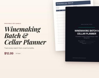 Winemaking Planner Printable | Home Wine Log | Fermentation Tracker | Cellar Organizer | Wine Batch Record PDF Download