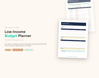 Planificateur budgétaire pour les personnes à faible revenu | Suivi des chèques de paie, journal instantané de l'ebt (format US Letter pdf)