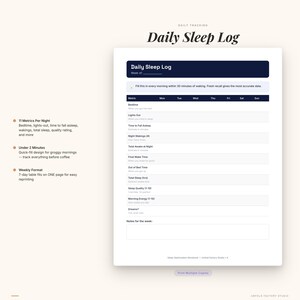 Sleep Optimization Workbook | Daily Log, Hygiene Checklist, CBT-I (Digital Download) image 2