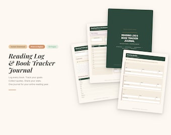 Reading Journal Tracker | Book Club Notes, TBR List, Stats Dashboard (PDF)