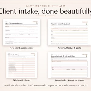 Esthetician Client Forms Bundle, Fillable Skin Care Intake Consent Form, Facial Treatment Record PDF image 3