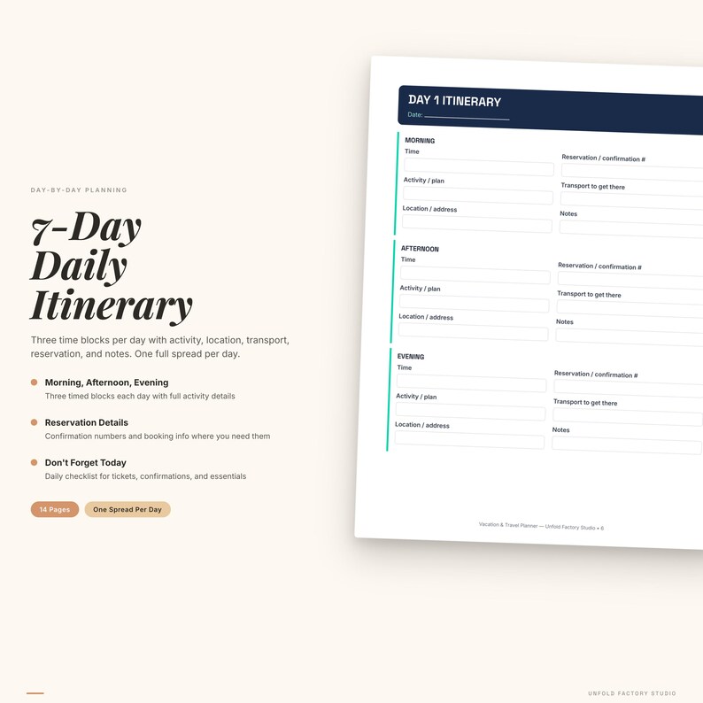Vacation Planner Printable | Travel Itinerary, Budget, Packing List (Digital Download) image 3