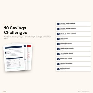 Savings Challenge Bundle | 52 Week, 100 Envelope, No Spend Tracker (Digital Download) image 2