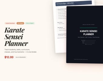 Karate Teacher Planner Printable | Dojo Organizer | Belt Progression Tracker | Martial Arts Lesson Plan | Sensei Binder PDF Download