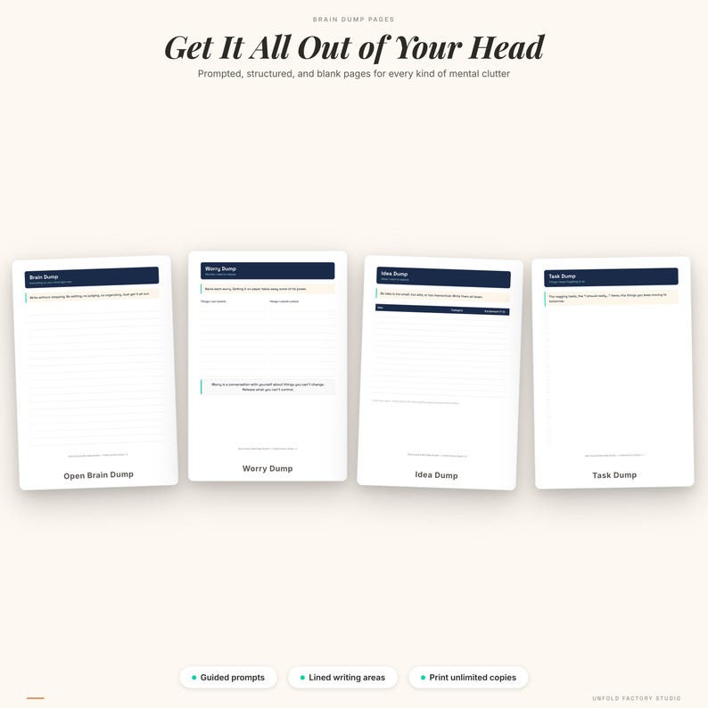 Brain Dump Journal & Mind Map Bundle | Thought Organizer PDF (Digital Download) image 3