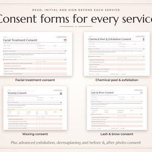 Esthetician Client Forms Bundle, Fillable Skin Care Intake Consent Form, Facial Treatment Record PDF image 5
