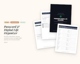Organiseur de mot de passe imprimable | Digital Life Planner PDF (téléchargement instantané)