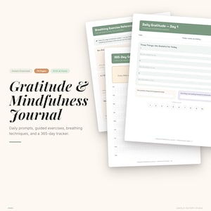 Gratitude Mindfulness Journal | Daily Prompts, Breathing Exercises (Digital Download) image 1