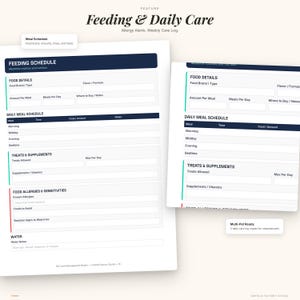 Pet Care Management Binder | Health, Vet, Feeding Schedules (PDF Download) image 5