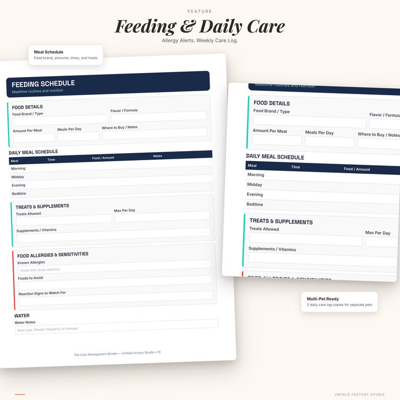 Pet Care Management Binder | Health, Vet, Feeding Schedules (PDF Download) image 5