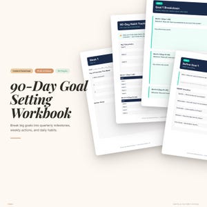 90-Day Goal Setting Workbook | SMART Planner, Habit Tracker (PDF Download)