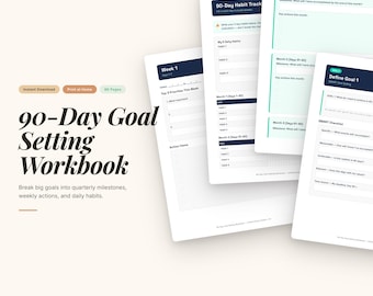 Werkboek 90 dagen doelen stellen | SMART Planner, gewoontetracker (pdf-download)