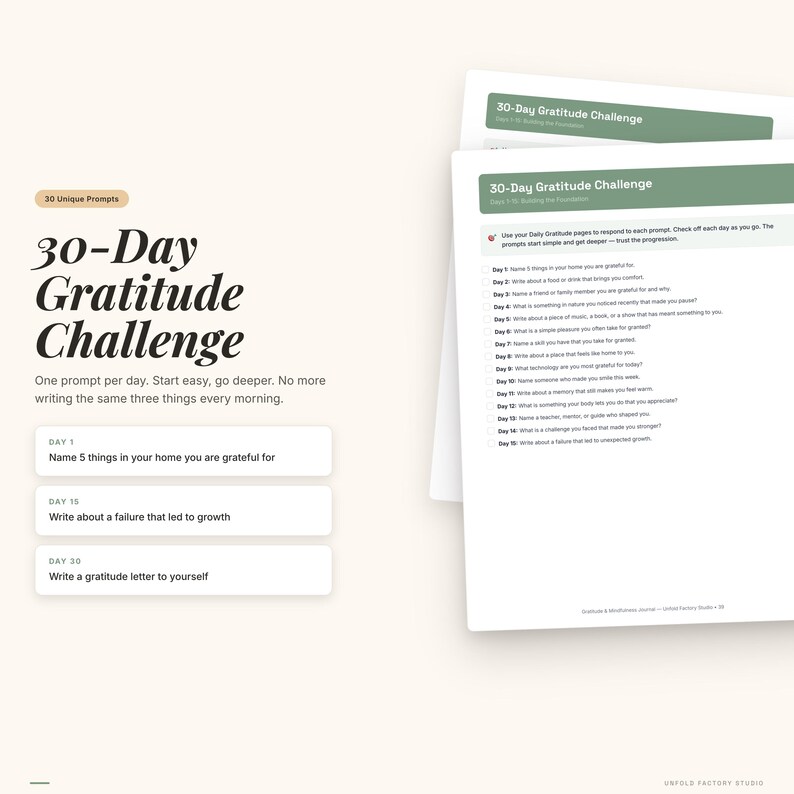 Gratitude Mindfulness Journal | Daily Prompts, Breathing Exercises (Digital Download) image 4