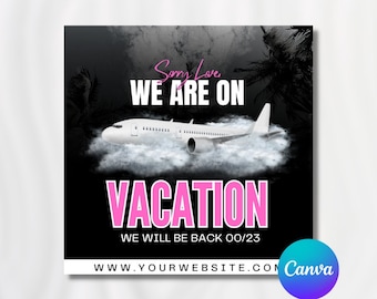 We&#39;re On Vacation Flyer,  On Vacation Template, Were On Vacation Template, Business Vacation Template, On Vacation Social Media Flyer