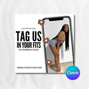 Tag Us In Your Selfie Flyer, We Love Selfies, Tag Us flyer, Client Cam Flyer, Tag Us Template, DIY Social Media Editable Canva Template