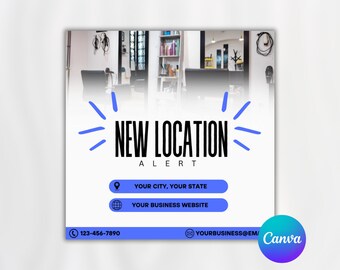 New location template, New location DIY Canva flyer, Location change template, New business location DIY template