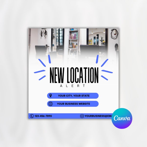 New location template, New location DIY Canva flyer, Location change template, New business location DIY template