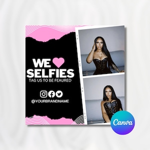 We Love Selfies Flyer Template: Tag Us, Boutique Promotion (Canva Editable)