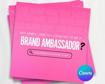 Premade Brand Ambassadors Wanted Template, Brand Ambassador Flyer, DIY Ambassador, Brand Ambassadors Needed Canva Template