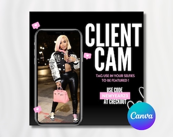 Client Cam Flyer, Client Cam Template, Boutique Flyer, Beauty Flyer, Social Media Template, Canva DIY Templates
