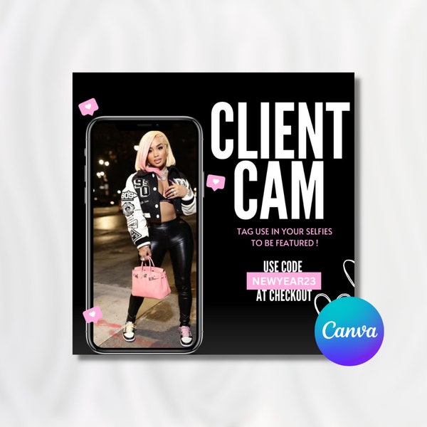 Client Cam Template, Client Cam Flyer, Boutique Flyer, Beauty Flyer, Social Media Template, Canva DIY Templates