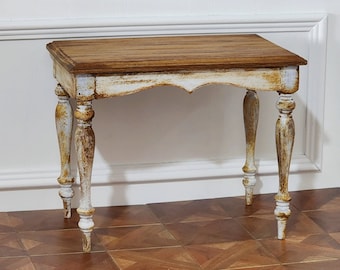 Dollhouse Furniture Miniature for doll Antique Table Desk 1/6 Scale  - tinyhometinygoods TeakWood Handmade