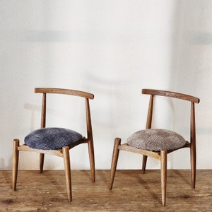 Dollhouse Furniture Miniature Teak Wooden Chair 1/6 Scale for doll  - tinyhometinygoods
