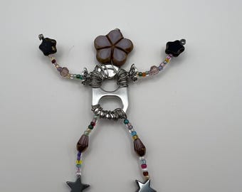 Flower head soda tab keychain
