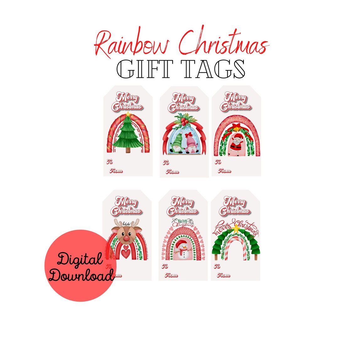 Rainbow Christmas Gift Tags Printable Download JPD Download Printable ...