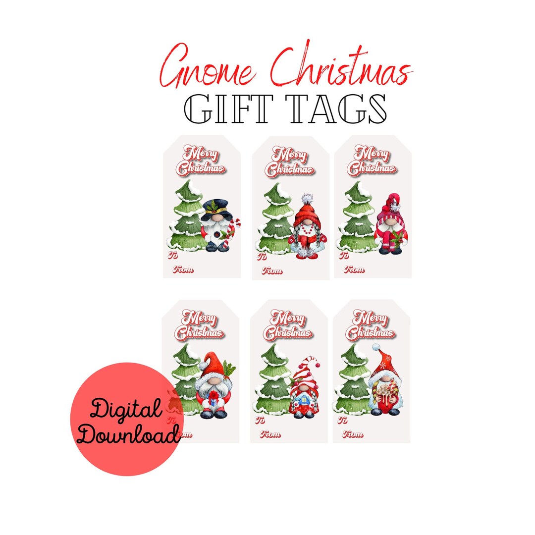 Printable Gnome Christmas Gift Tags - Etsy