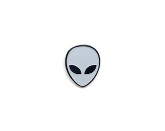 Gray Alien Head Pin | Black Metal UFO Space Sci-Fi Collectible