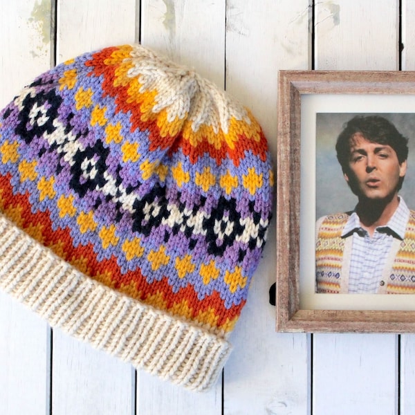 MOTIF de bonnet en tricot | Inspiré de Paul McCartney | Bonnet en tricot avec des techniques Fair Isle