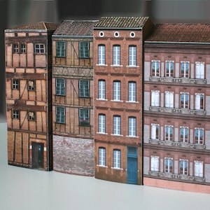 Papercraft Kit to Print, Cut & Fold of Toulouse, South of France. 20 printable 3D Paper Models. World Paper Houses Decor Collection