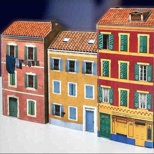 Kit di carta e colorazione: Nizza, Riviera e Camargue. Taglia, piega e incolla 12 modelli di carta 3D stampabili. Collezione di decorazioni World Paper Houses.