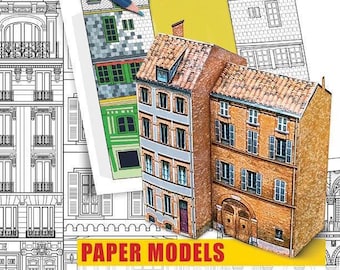 Toulouse, France Maisons en papier PDF – Ensemble traditionnel et pages à colorier