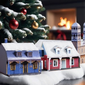Quebec village spirit for Christmas! Paper Village of Historical Saint Eustache to place under your tree. Easy level. True holiday spirit!