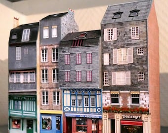 Honfleur Harbour, Normandy France Historical Houses. 4 High Resolution Photo Realist Models. Bonus: Matching Coloring Pages (Download)