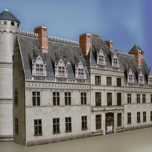 Paper model of La Loire French Castle in photographic realism. Printable. Instant download.
