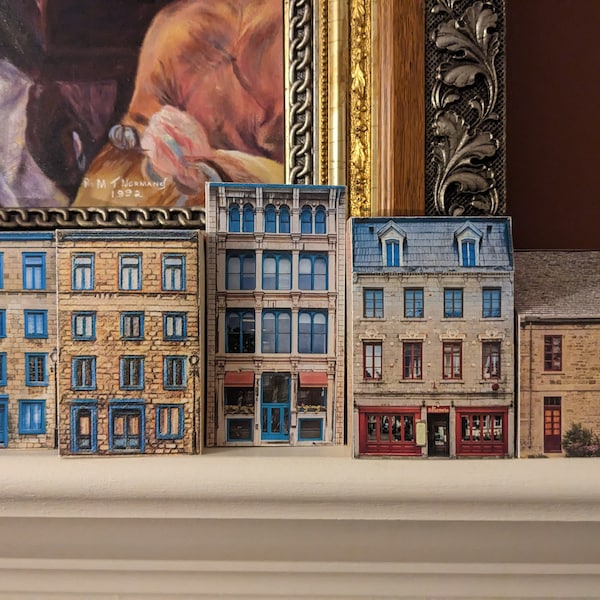 Architectural Paper houses of historical Canada + COLORING PAGES that match the photographic paper buildings. HO 1:87 scale, or larger.