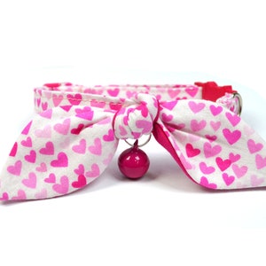 Papillon gatto cuore rosa, papillon con orecchie da coniglio/colletto/fibbia staccabile//carta fucile Co/regalo di San Valentino/