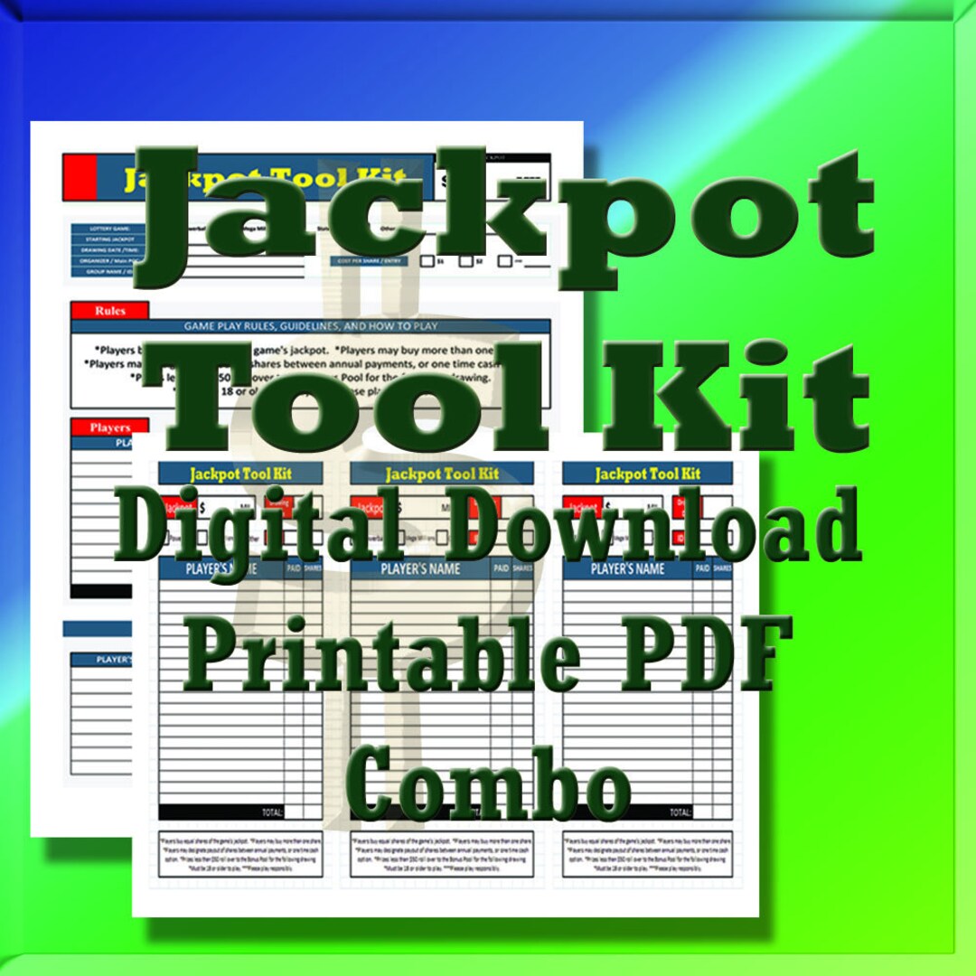 The Jackpot Tool Kit Lottery Pool Organizer/planner/tracker Combo 1
