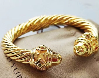 Gift for Her/All gold open renaissance 10MM Bracelet/ Cuff bracelet/DY bracelet