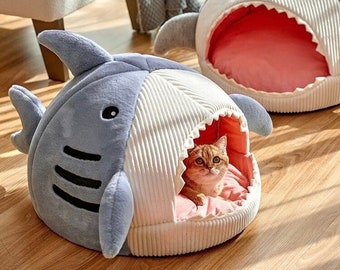 Shark cat Bed funny|comfortable cat nest winter warm cat house|Teddy small dog kennel pet supplies|cute kawaii pet nest|soft dog bed|comfort