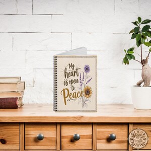 Inspirational Sunflower Notebook: My Heart Is Open to Peace - 6x8 Spiral Journal image 2